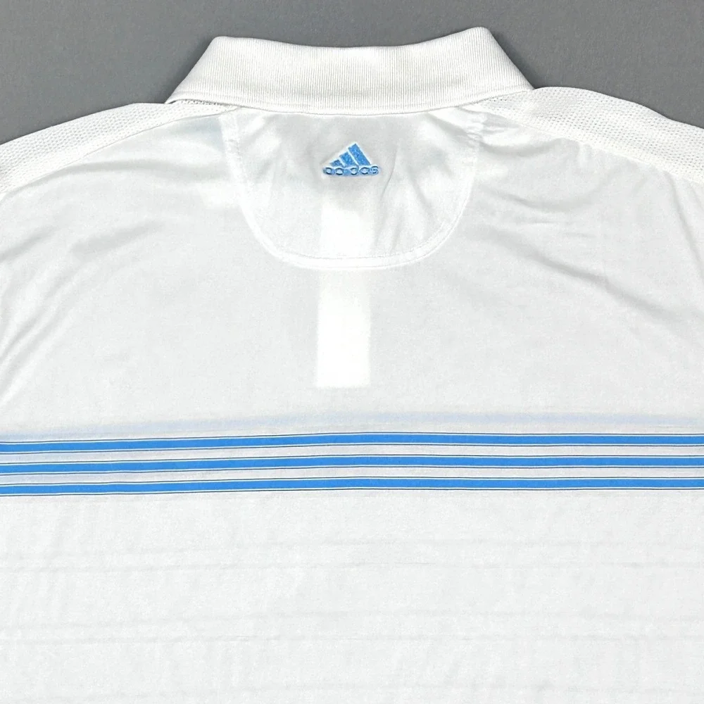 Adidas ClimaCool Golf Polo Shirt Mens Large Performance Tech White Blue‎ Stripe